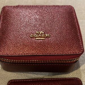 Coach Burgundy Jewelry Case with Gold Details